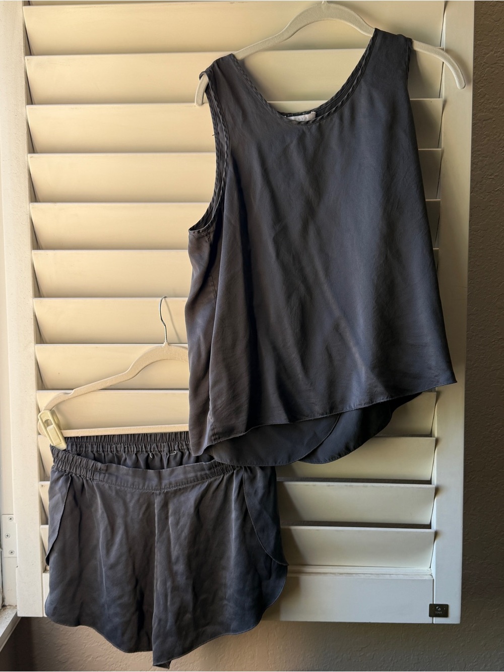 lunya Charcoal Gray Satin Shell